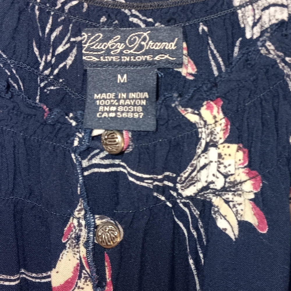 Lucky Brand Floral Dress Navy M Prairie Core - Picture 3 of 7